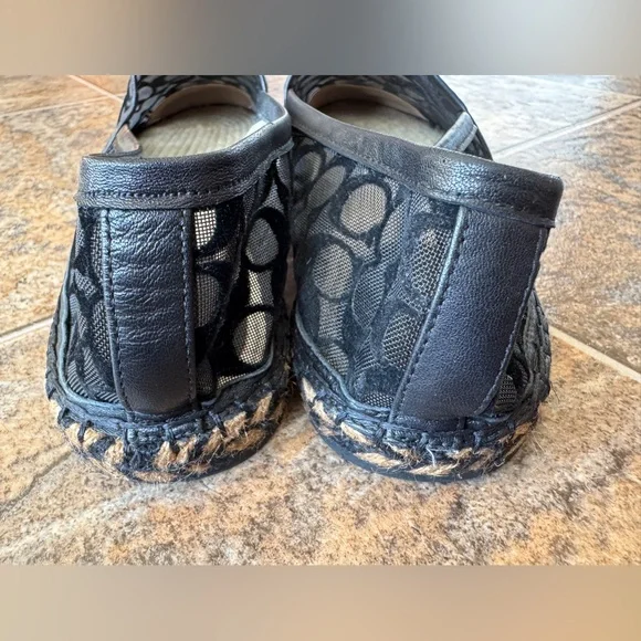 Coach Cleo Signature Canvas Mesh Slip On Espadrilles- Black/Tan, Women’s Size 8 - Picture 4 of 9